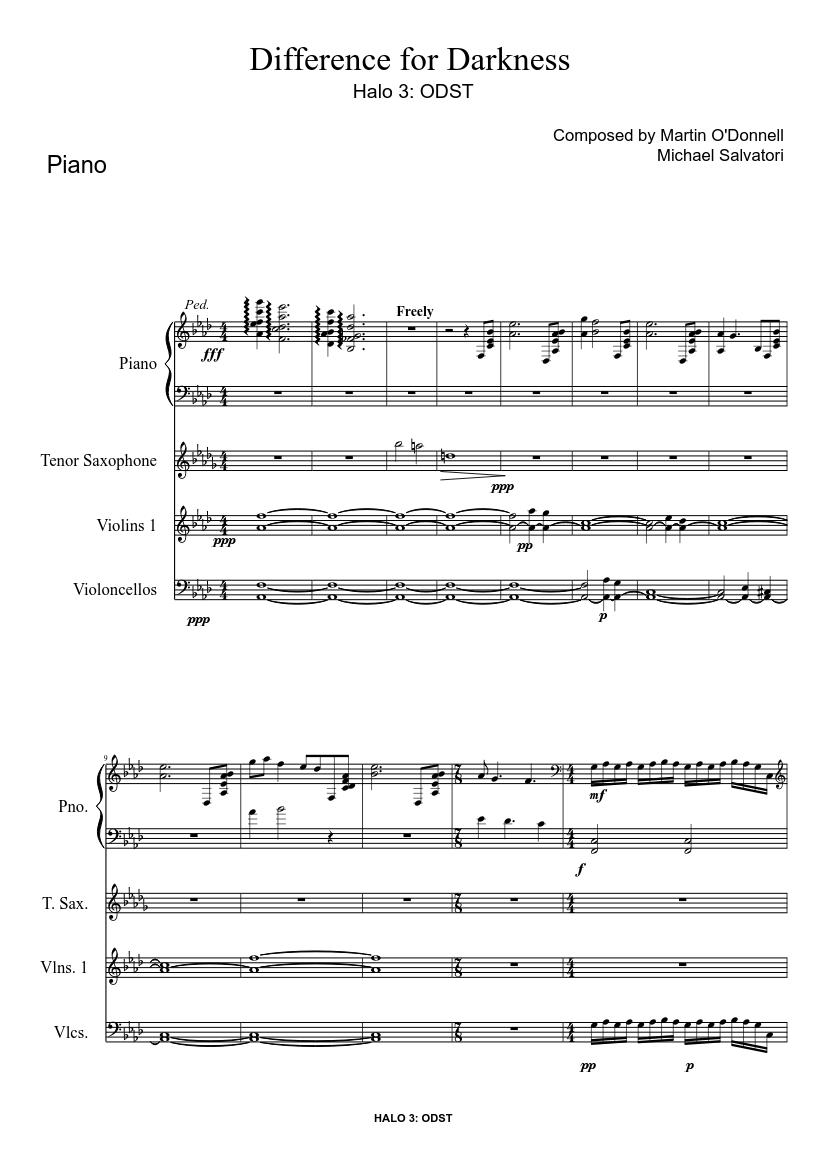 Difference For Darkness Sheet Music For Piano Solo Musescore Com