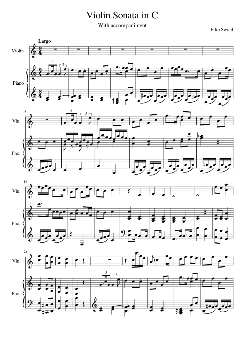 Sonata - n°2 Romance for Piano and Violin Sheet music for Piano, Violin ...