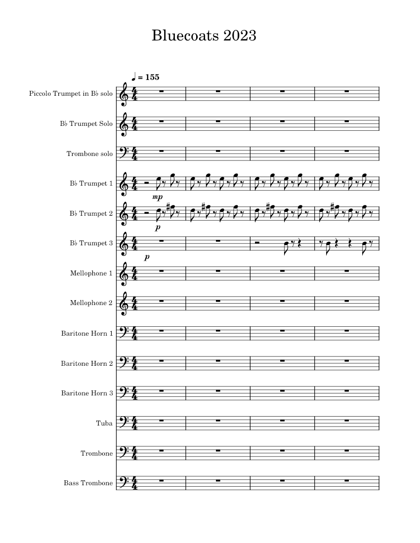 Bluecoats 2023 Sheet music for Trombone, Tuba, Mellophone, Trombone ...