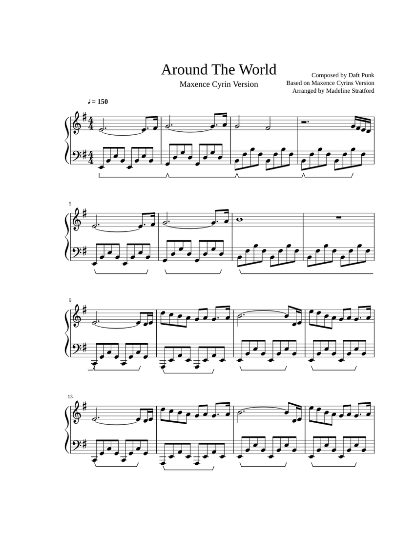 Around the World - Daft Punk - Piano Version - Maxence Cyrin Sheet music  for Piano (Solo) | Musescore.com