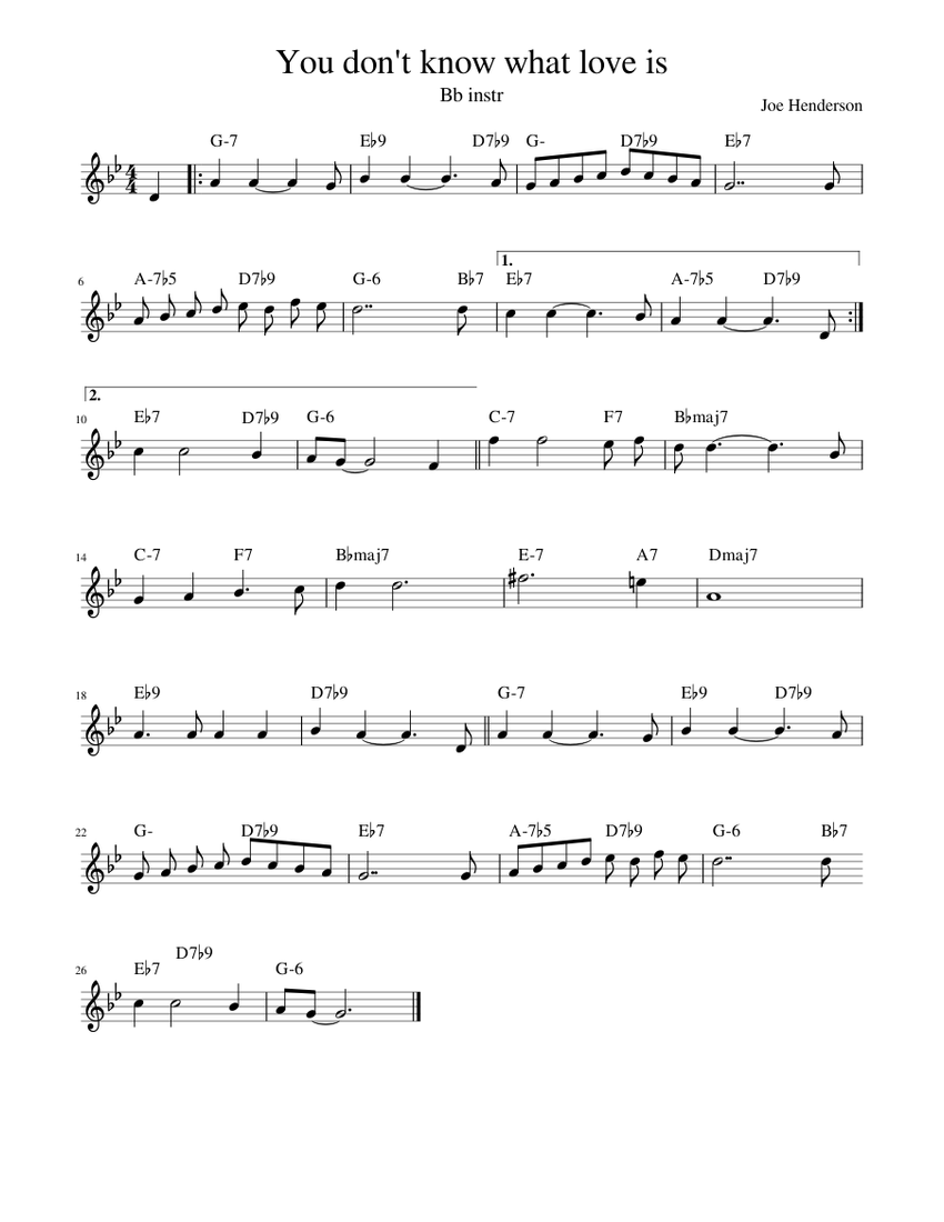 You Don T Know What Love Is Sheet Music For Saxophone Tenor Solo Musescore Com