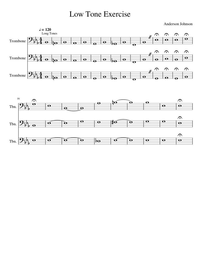 Low Tone Exercise Sheet music for Trombone (Mixed Trio) | Musescore.com