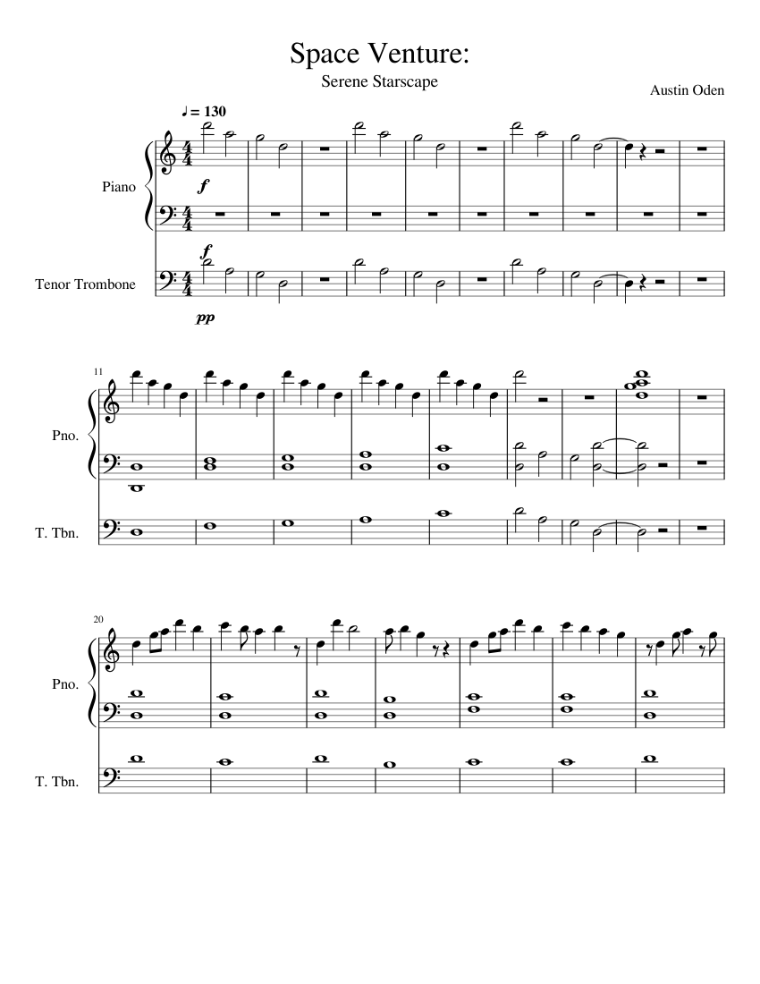 Space Music Sheet music for Piano, Trombone tenor (Solo) | Musescore.com