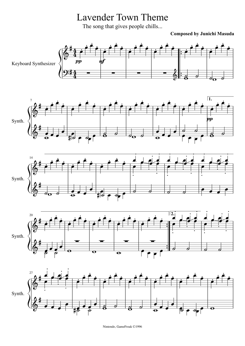 Lavender Town Theme Sheet music for Synthesizer (Solo) | Musescore.com