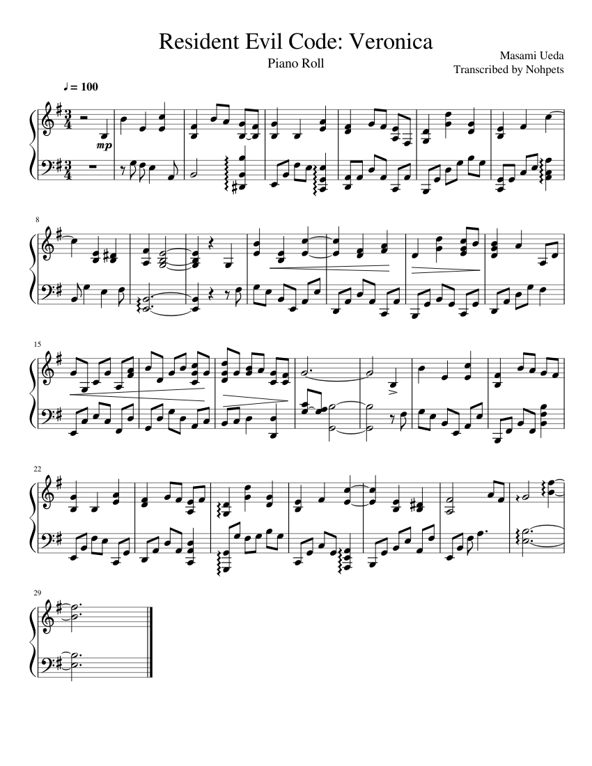 Piano Roll (Resident Evil Code: Veronica)