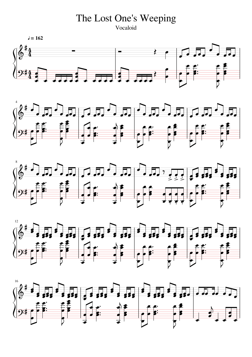 The Lost One's Weeping Sheet music for Piano (Solo) | Musescore.com