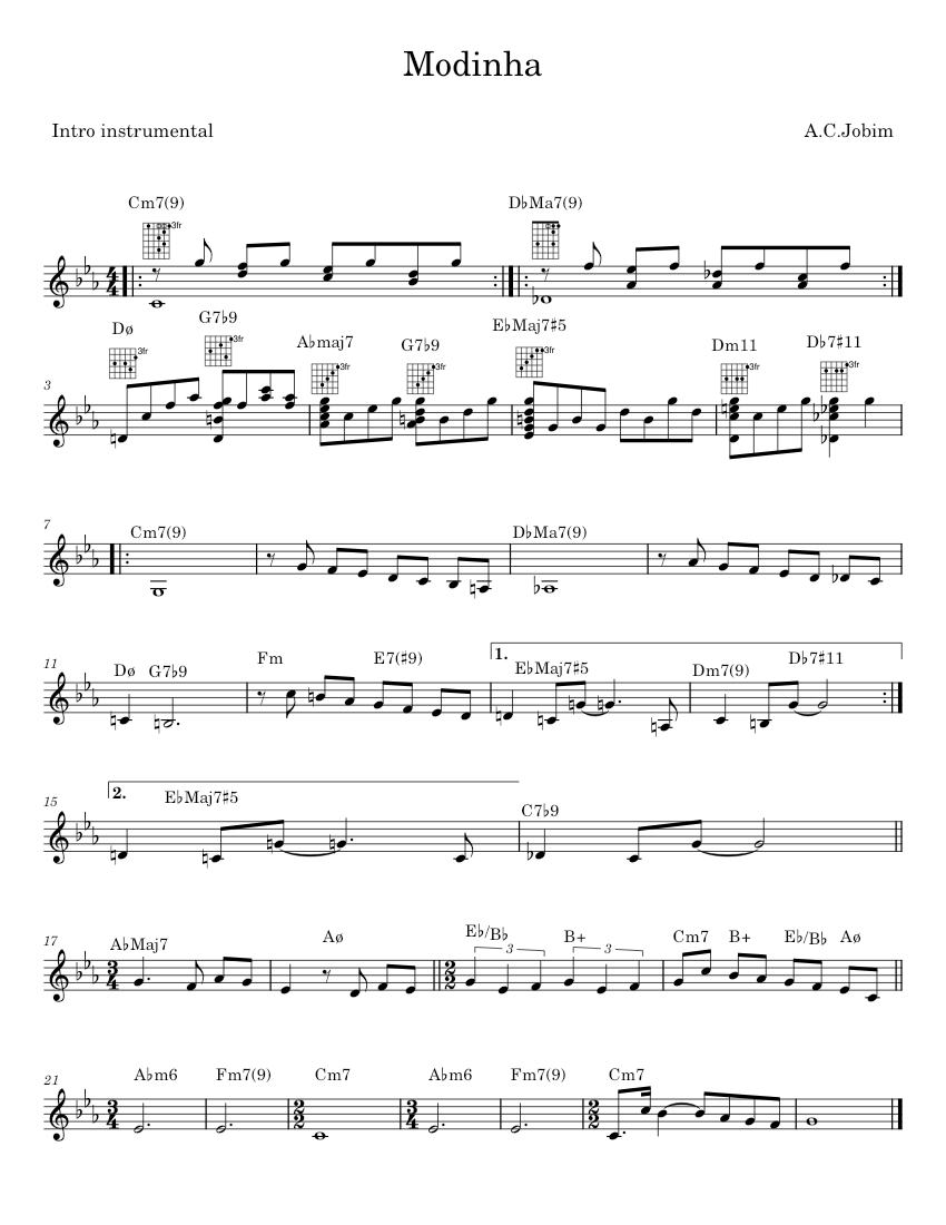 Modinha 楽譜 コード付き ギター (ソロ) | MuseScore.com