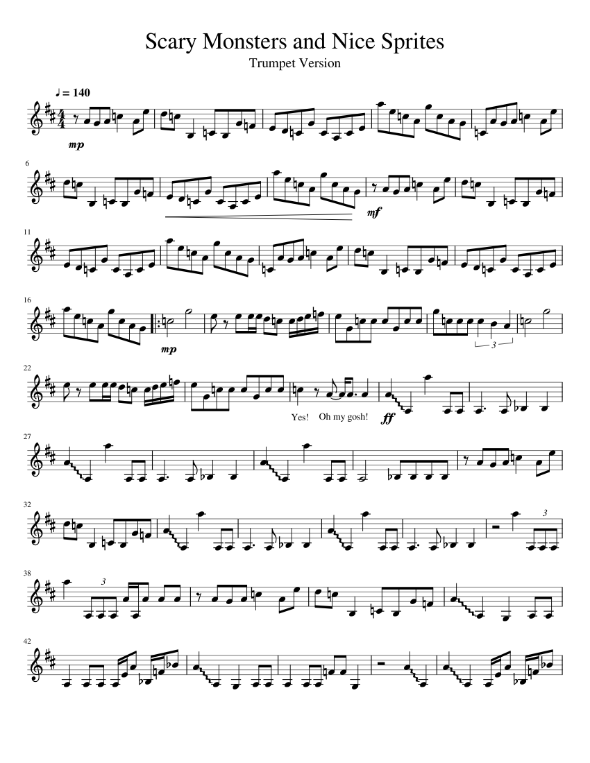 Scary Monsters and Nice Sprites Sheet Music for Trumpet in b-flat (Solo) |  MuseScore.com