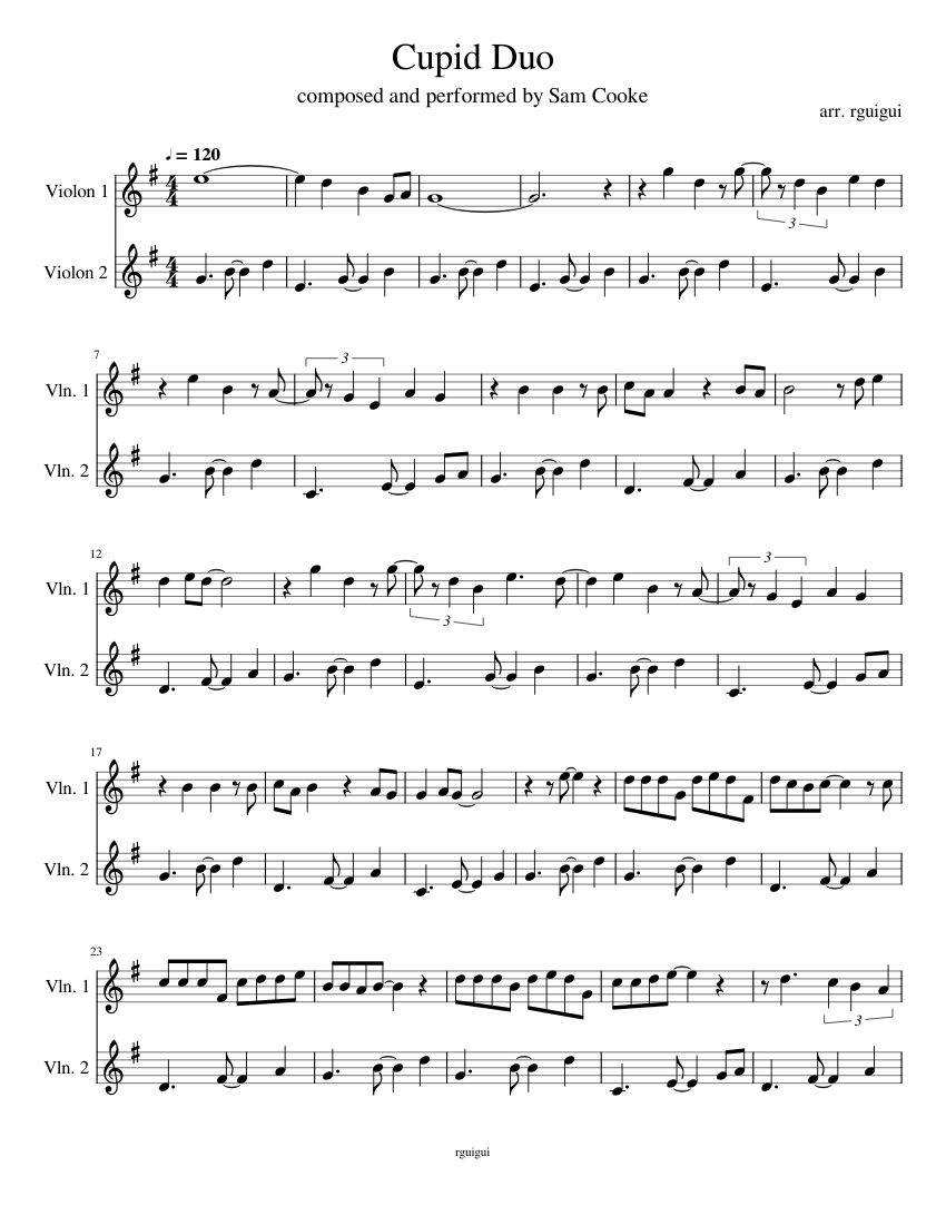 Cupid Duo Sheet music for Violin (String Duet) | Musescore.com