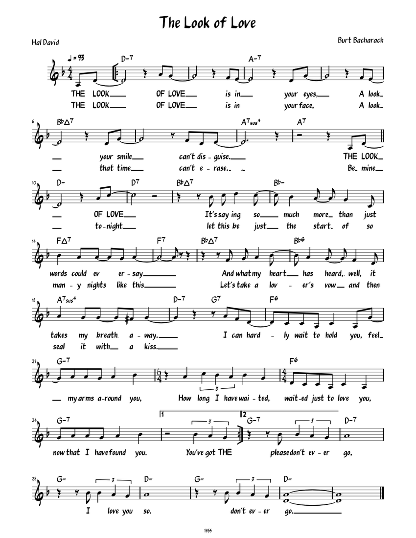 The Look of Love (Lead sheet with lyrics ) Sheet music for Piano (Solo)  Easy | Musescore.com