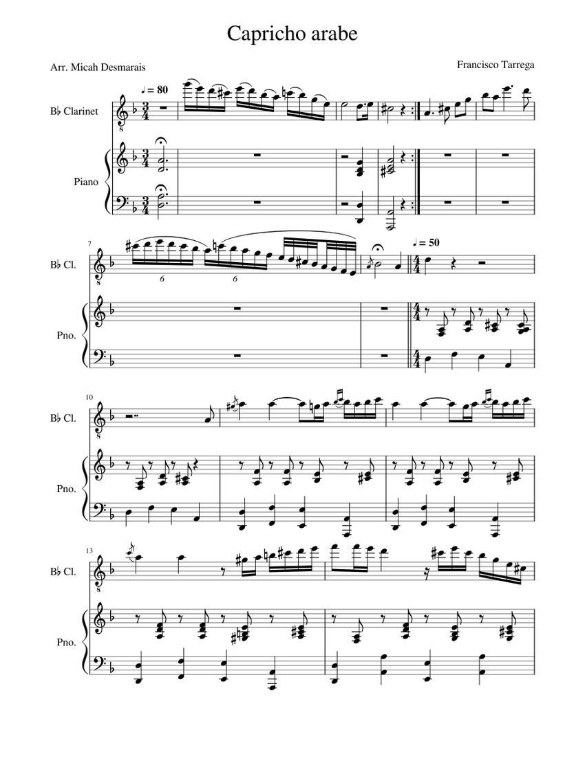 Capricho_arabe Sheet music for Piano, in bflat (Solo