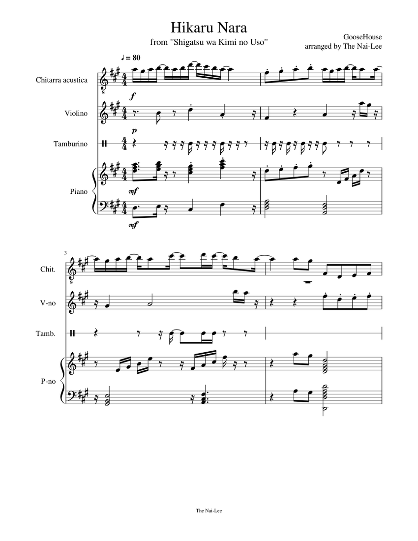 Hikaru nara (full solo) - Violin Sheet music for Violin (Solo)