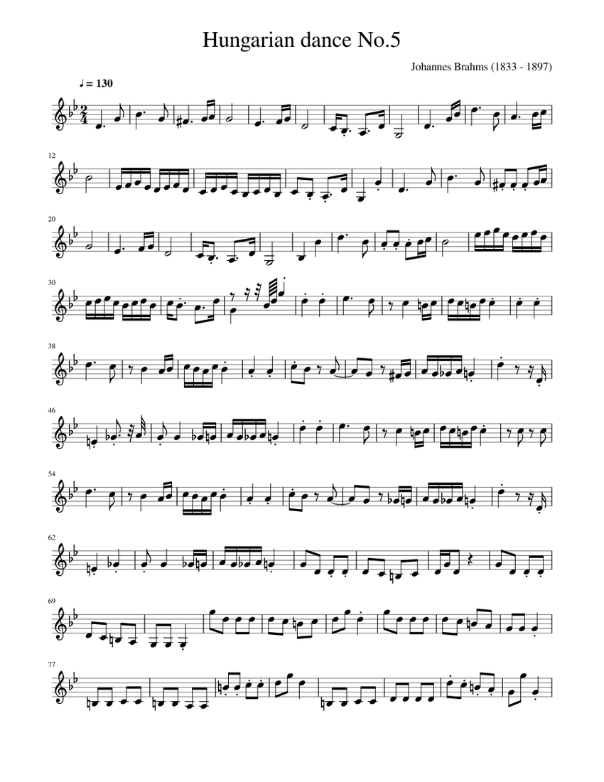 Hungarian dance No 5 Sheet music for Violin (Solo) | Musescore.com