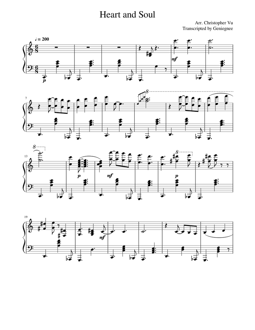 Heart and Soul Sheet music for Piano (Solo) | Download and print in PDF