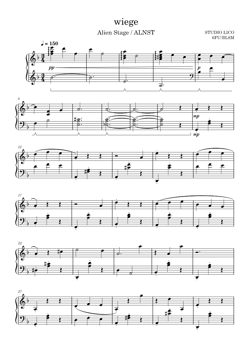 Wiege Notes 요람 (wiege) – STUDIO LICO Sheet music for Piano (Solo) | Musescore.com