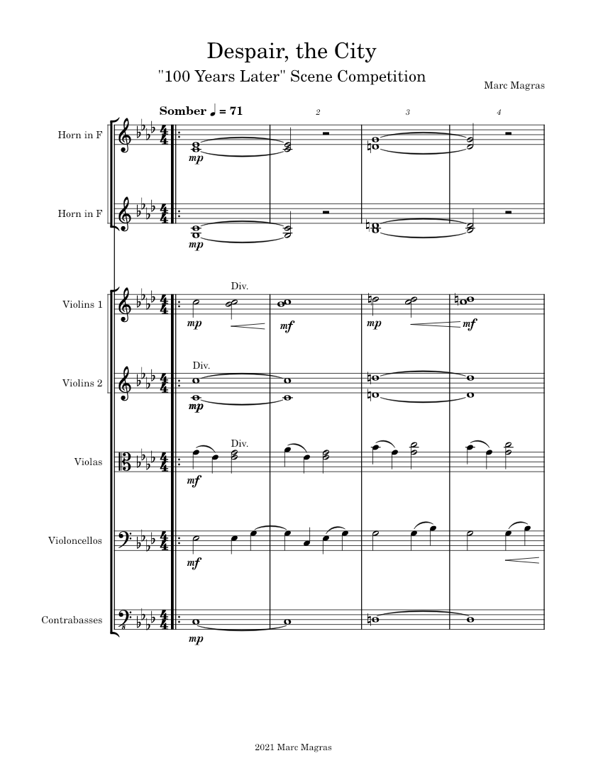 Despair, The City Sheet music for French horn, Strings group (Symphony
