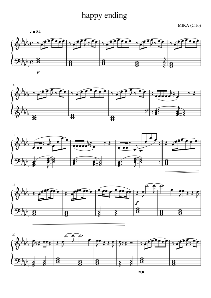 happy ending Sheet music for Piano (Solo) | Musescore.com