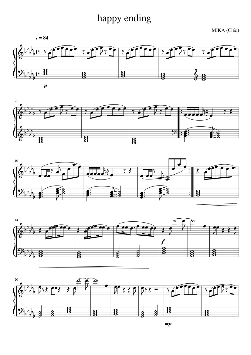 happy ending Sheet music for Piano (Solo) Easy