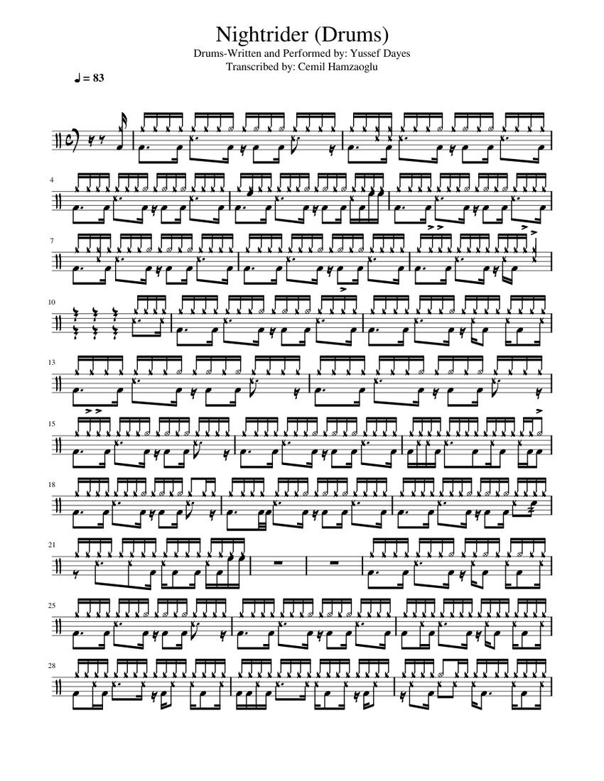 Nightrider Sheet music for Drum group (Solo) | Musescore.com