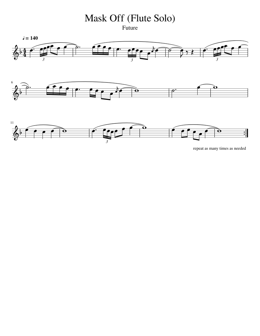Mask Off Flute Solo Sheet music for Flute (Solo) | Musescore.com