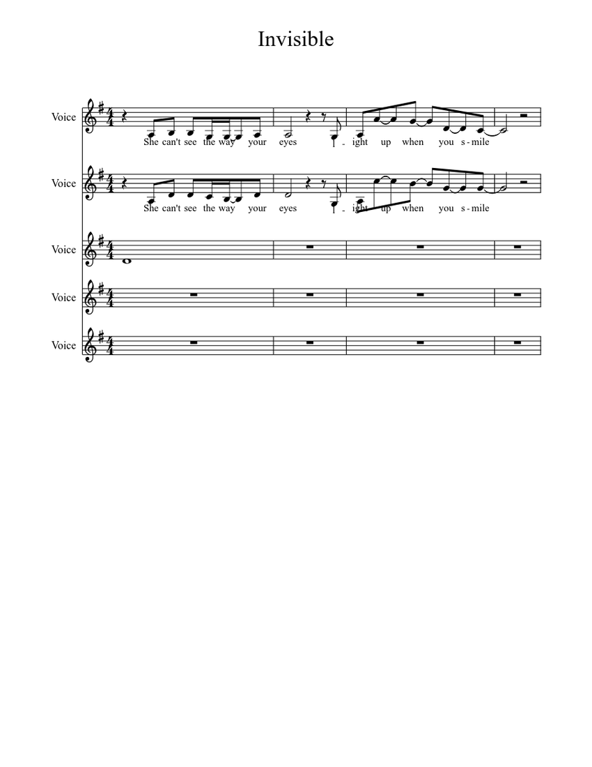Invisible Sheet music for Voice (other) (Choral) | Musescore.com
