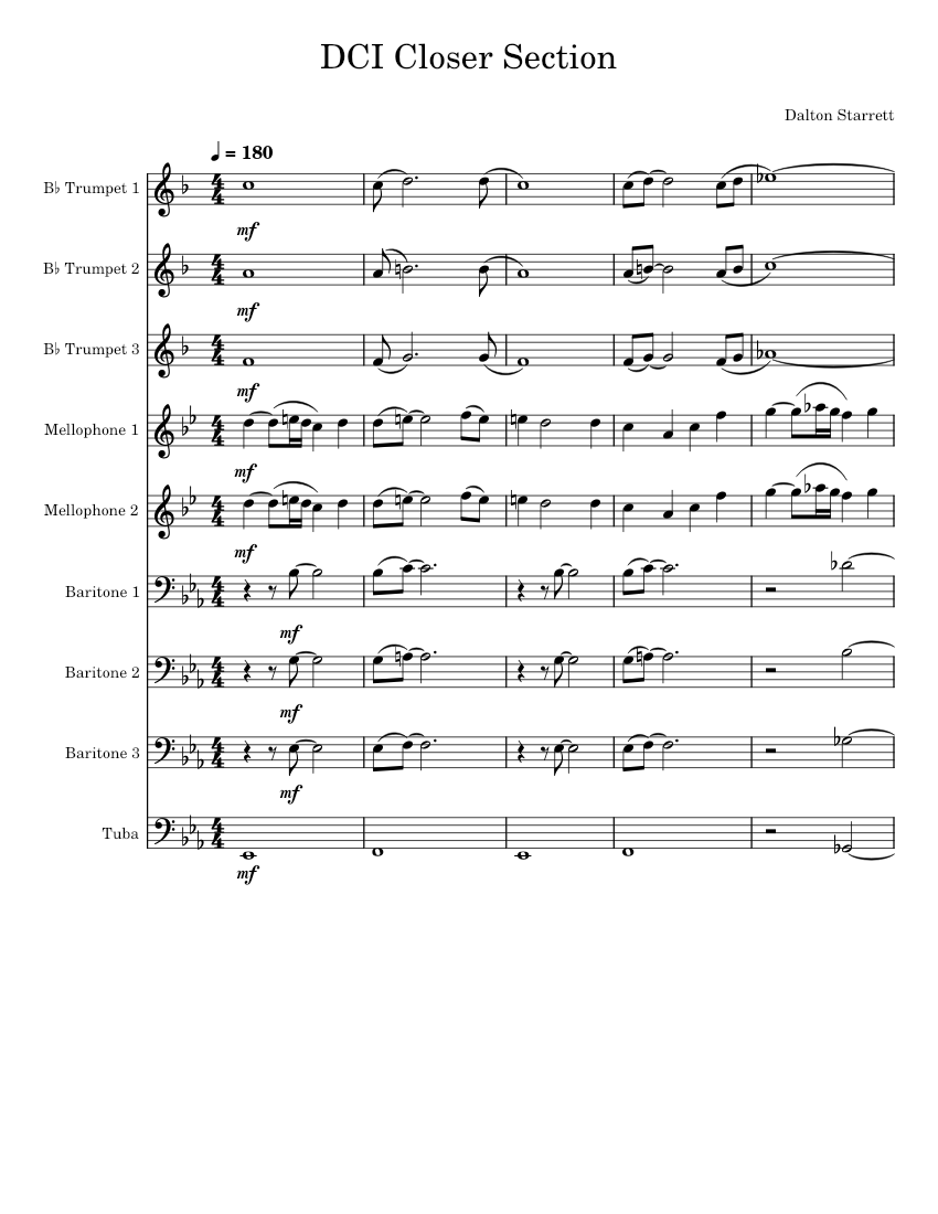 DCI Closer Section Sheet music for Tuba, Mellophone, Trumpet in bflat