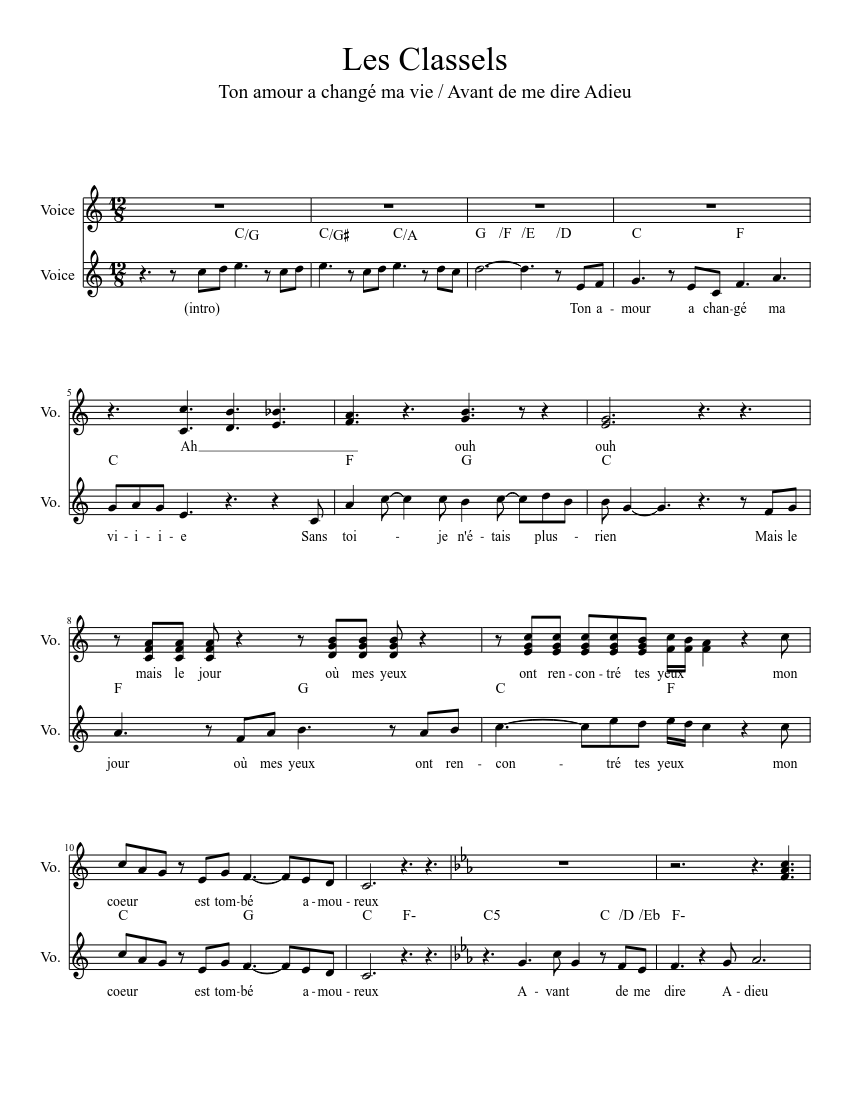 Les Classels Sheet music for Voice (other) (Choral) | Musescore.com