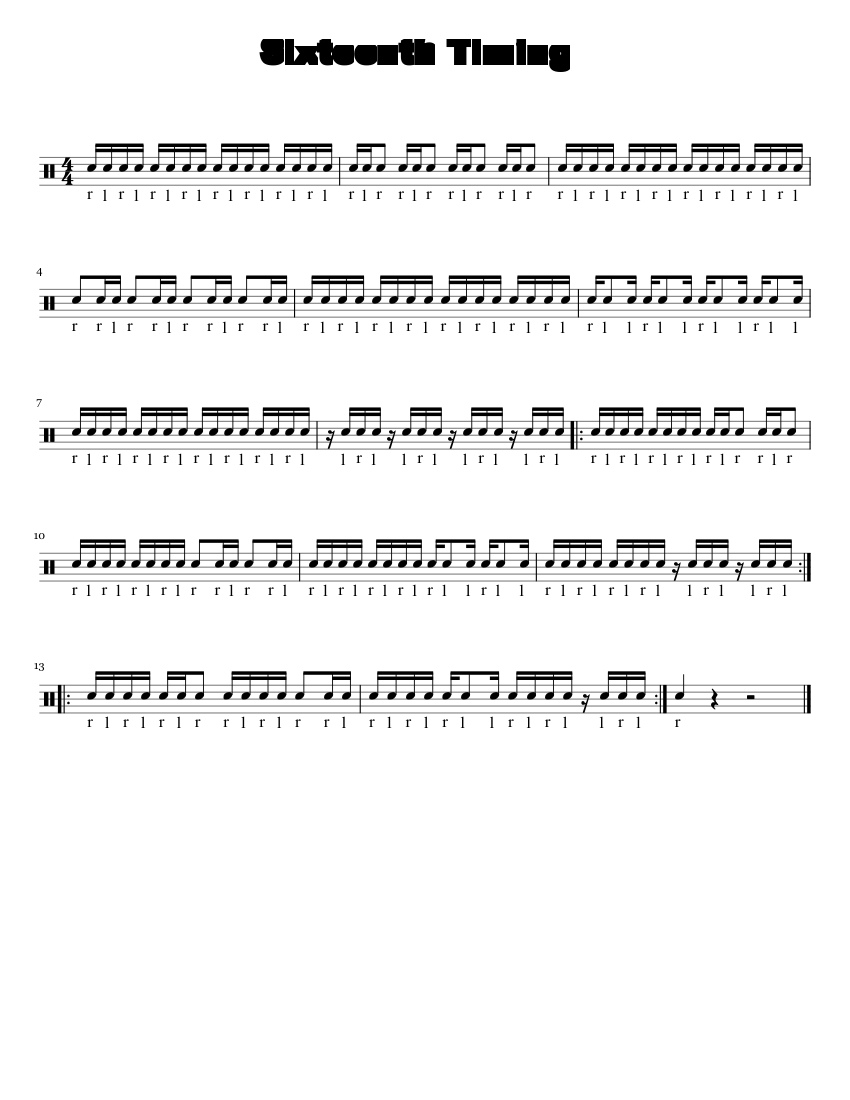 Sixteenth_Timing Sheet music for Snare drum (Solo) | Musescore.com