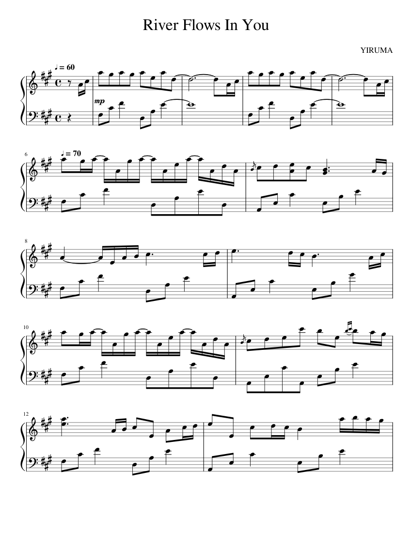 Yiruma - River Flows In You - arranged by Rousseau Sheet music for Piano  (Solo) | Musescore.com