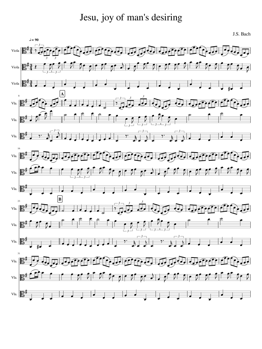 Jesu joy of man's desiring for 3 violas