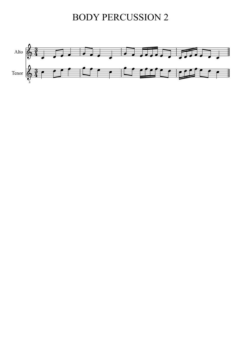 body percussion 2 Sheet music for Alto, Tenor (Choral)