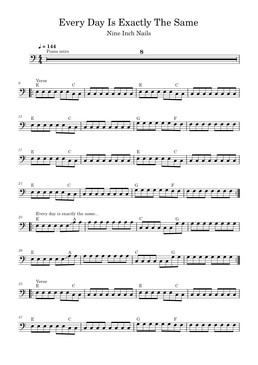 Every day is exactly the same – Nine Inch Nails Sheet music for Bass guitar  (Solo) | Musescore.com