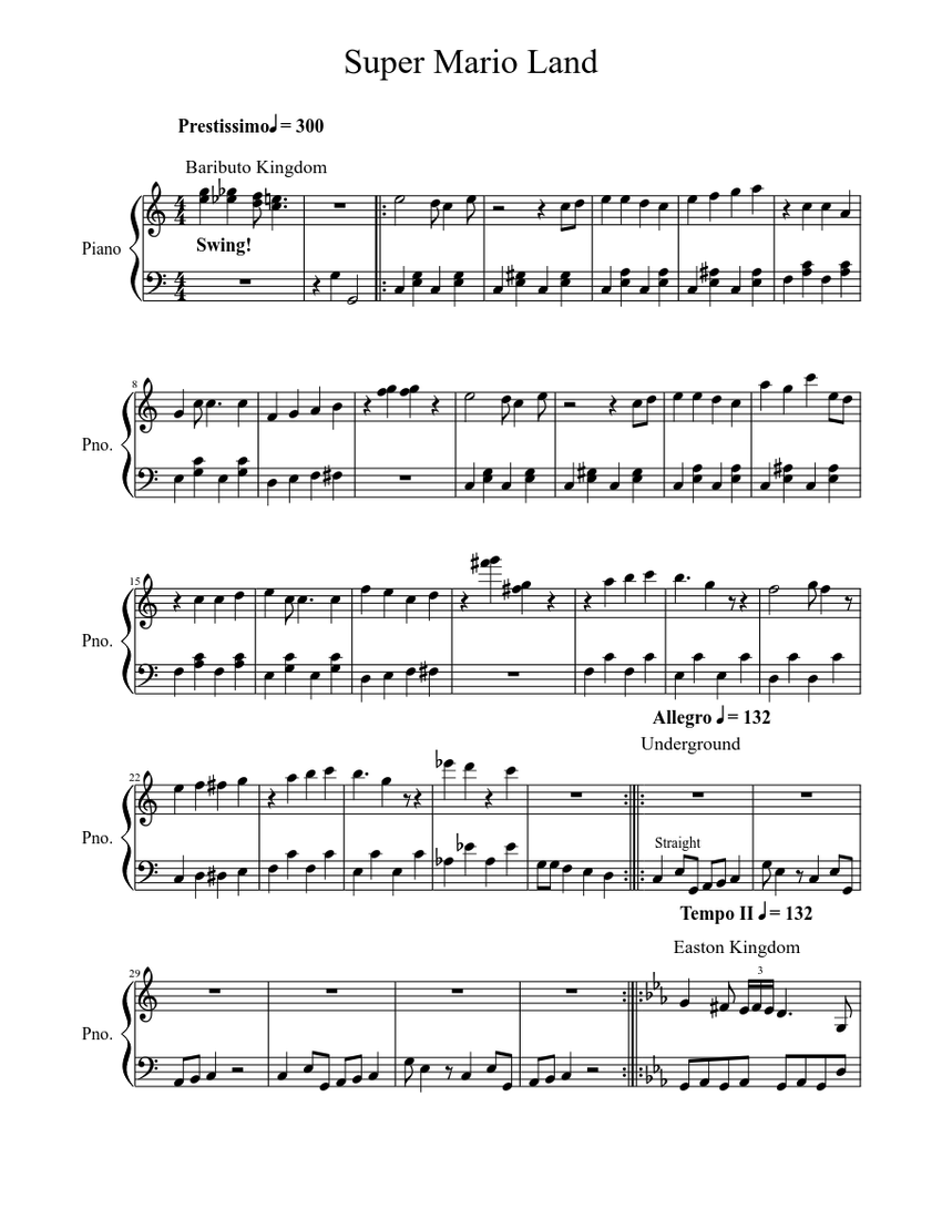 Super Mario Land Sheet music for Piano (Solo) | Musescore.com