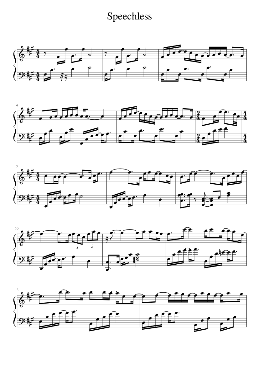 Speechless - Naomi Scott Sheet music for Piano (Solo) | Musescore.com