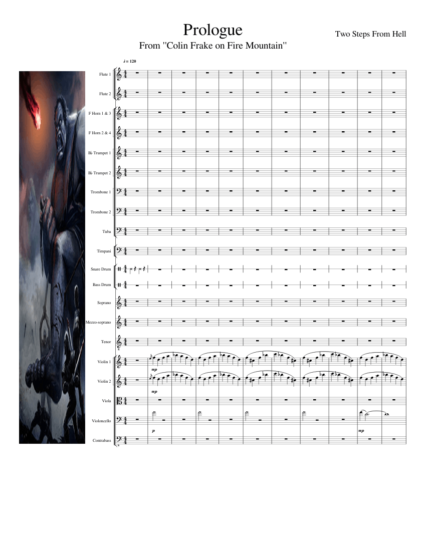 Two Steps From Hell - Prologue (From "Colin Frake on Fire Mountain") Sheet  music for Trombone, Soprano, Tenor, Tuba & more instruments (Mixed  Ensemble) | Musescore.com