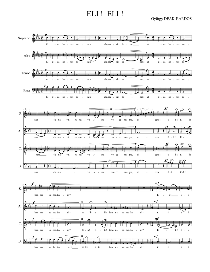 Eli ! Eli ! Sheet music for Bass guitar (Solo)