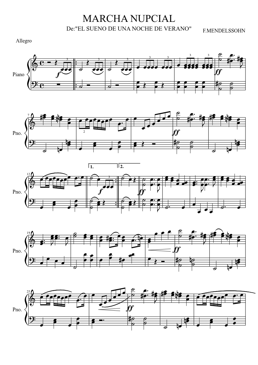 MARCHA NUPCIAL Sheet music for Piano (Solo) | Musescore.com