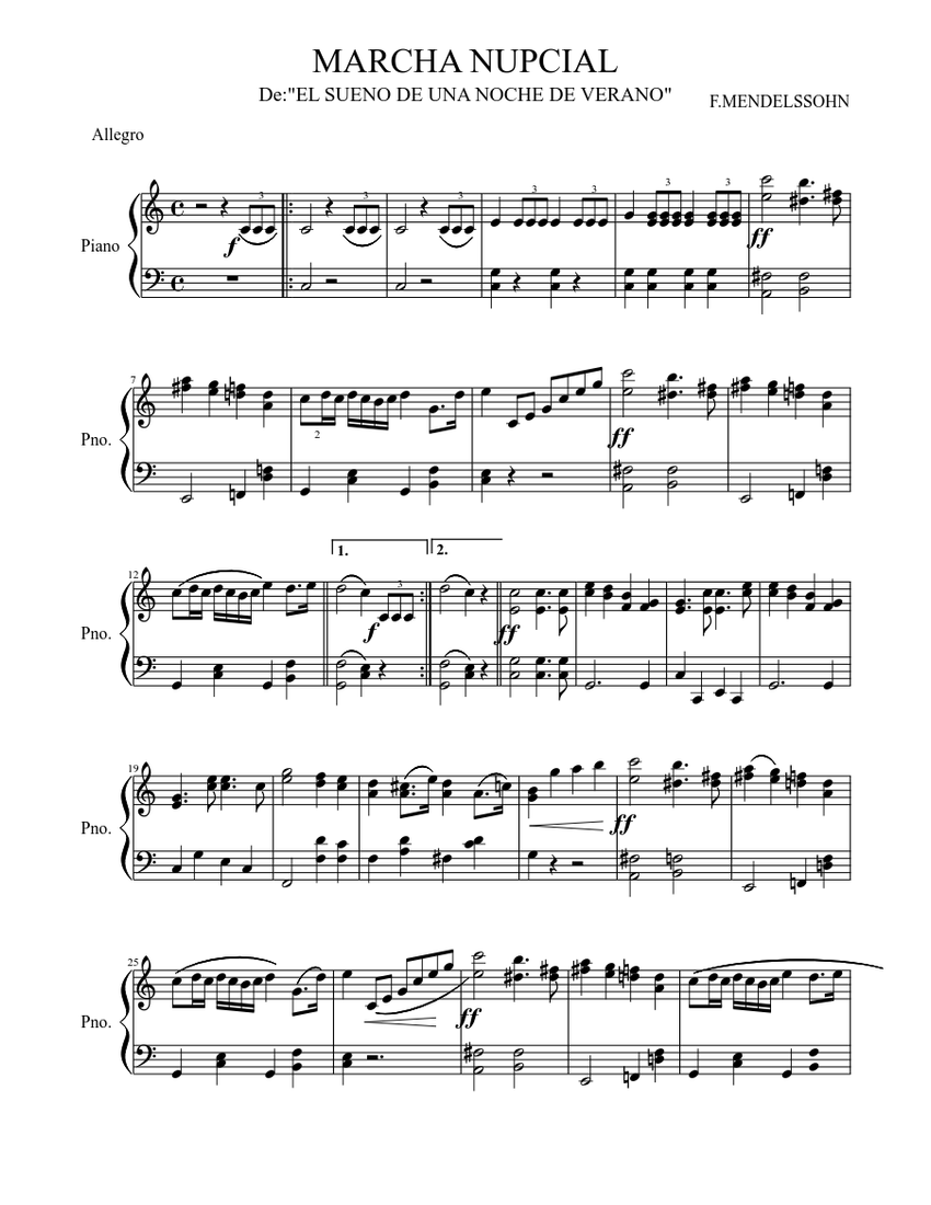 MARCHA NUPCIAL Sheet music for Piano (Solo) | Musescore.com