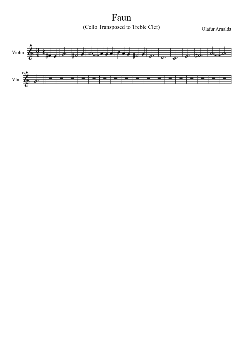 Faun (Cello Transposed to Treble Clef)