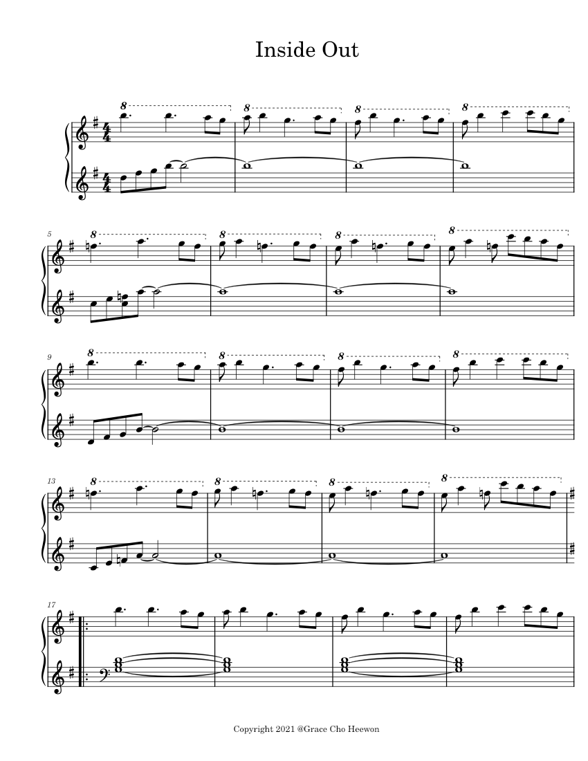 Inside Out Sheet Music for Piano (Solo) | MuseScore.com