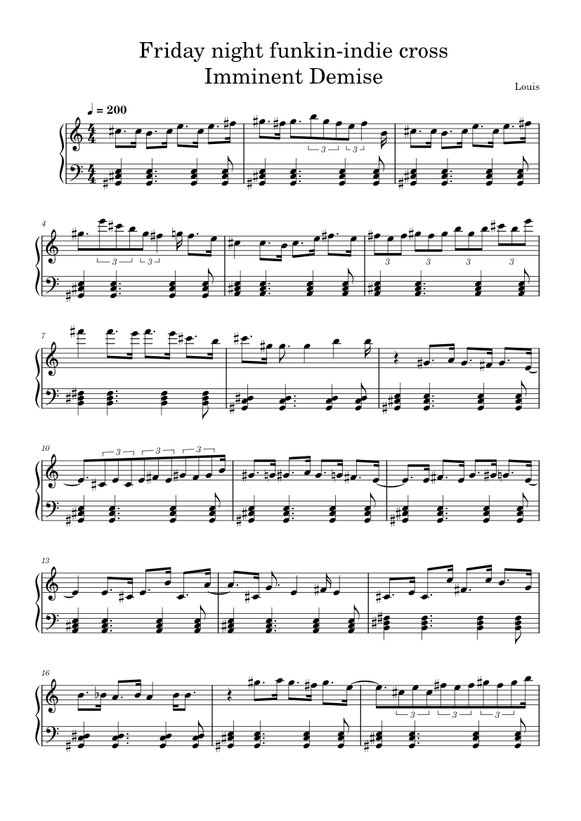Knockout - FNF Indie Cross Sheet music for Piano (Solo)