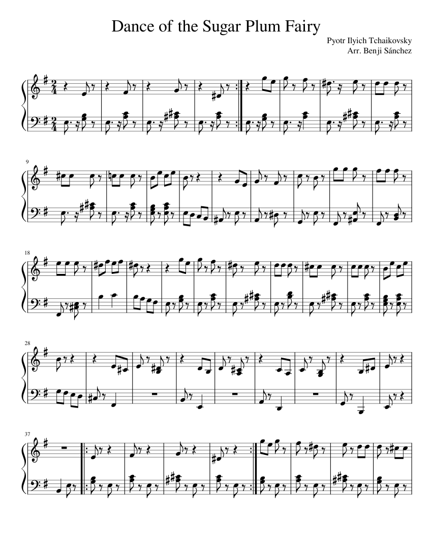 Dance of the Sugar Plum Fairy (easy) Sheet music for Piano (Solo) |  Musescore.com
