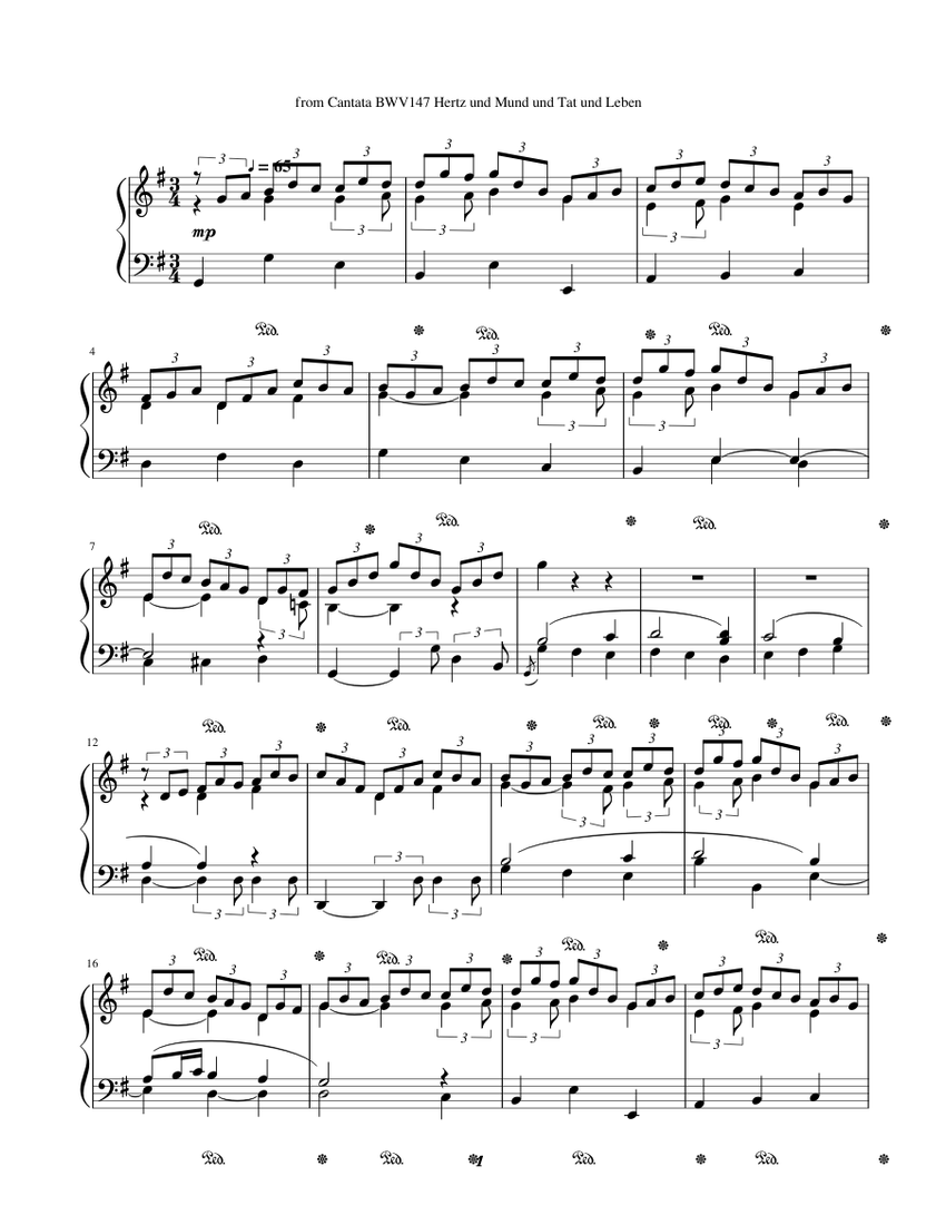 Jesu Joy Of Man S Desiring J S Bach Sheet Music For Piano Solo Musescore Com
