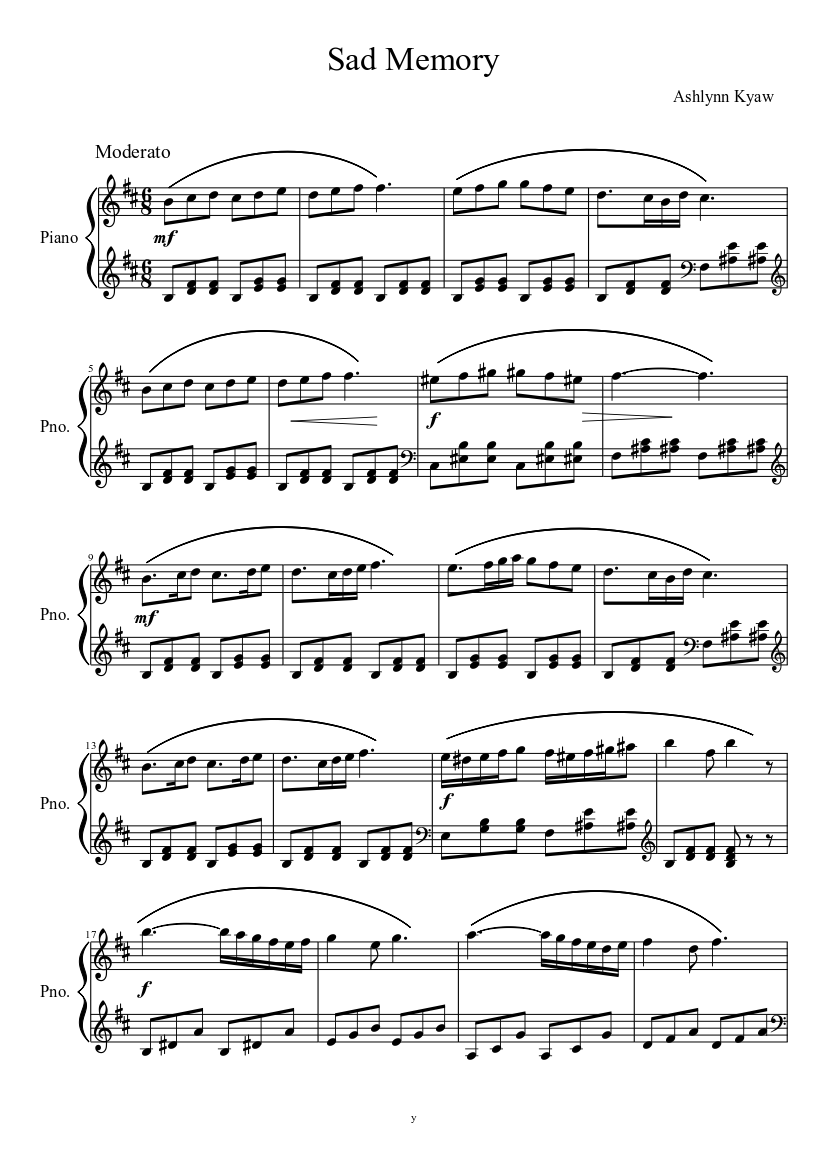 Sad Memory Sheet music for Piano (Solo) Easy | Musescore.com