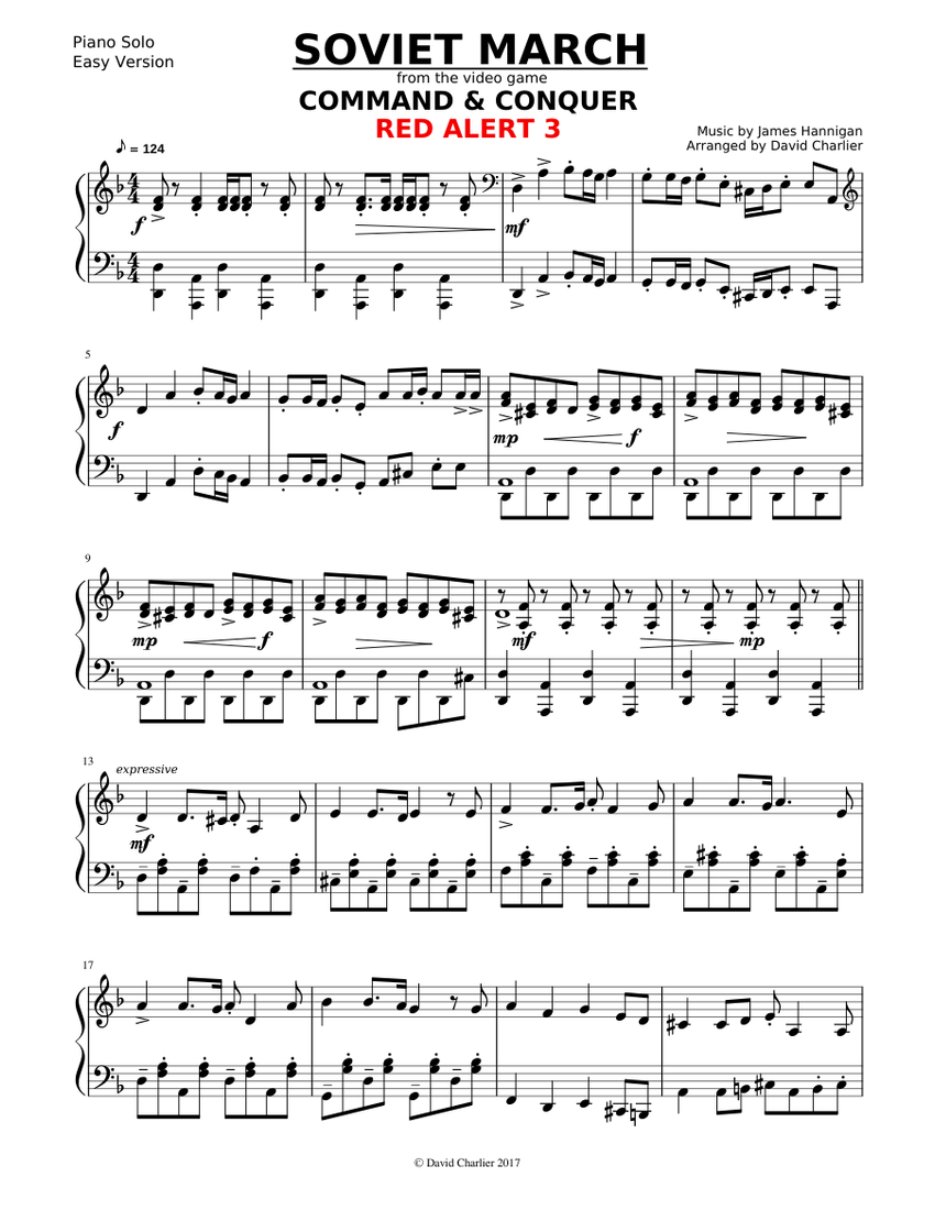 Command & Conquer Red Alert 3 - Soviet March (easy piano solo) Sheet music  for Piano (Solo) | Musescore.com
