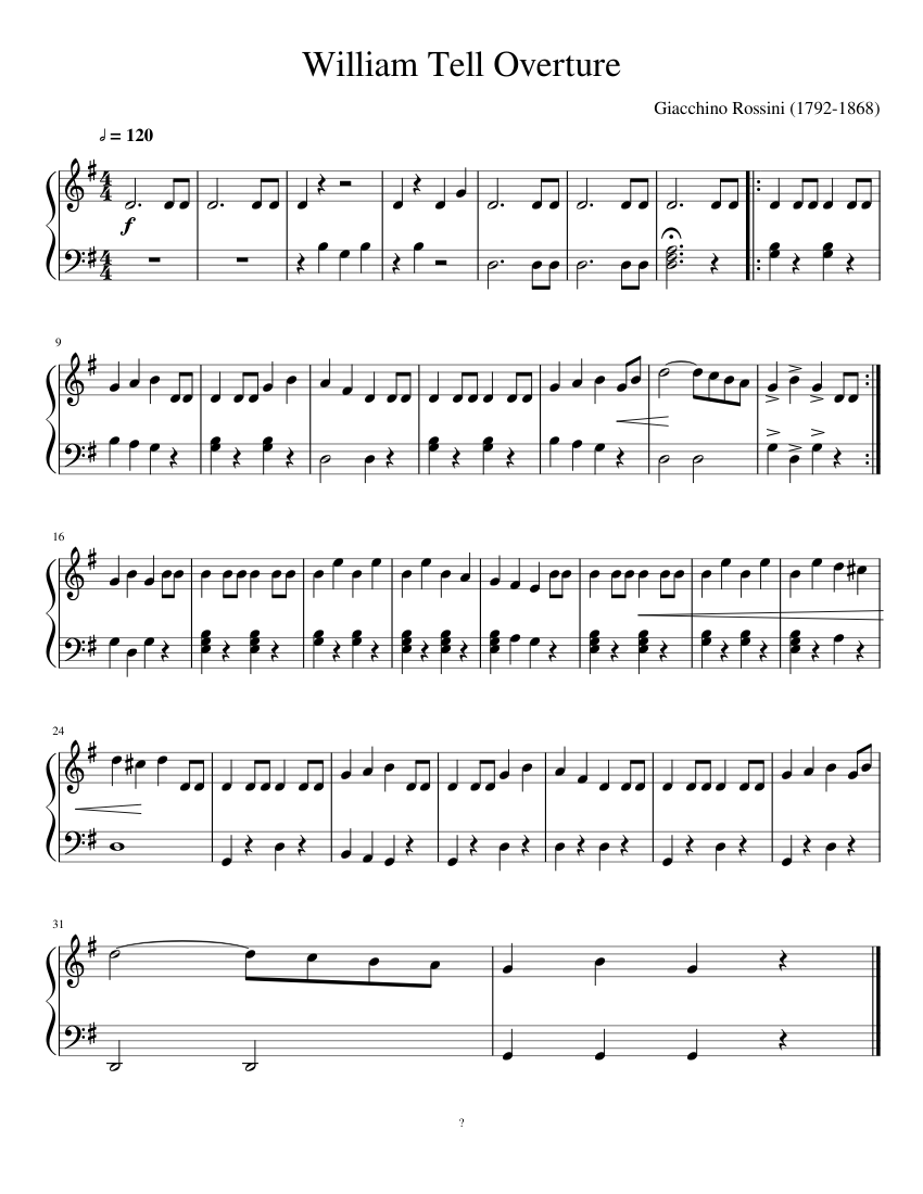 William Tell Overture Sheet music for Piano (Solo) | Musescore.com