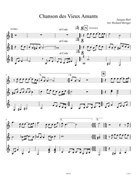 Free La Chanson Des Vieux Amants by Jacques Brel sheet music | Download PDF  or print on Musescore.com