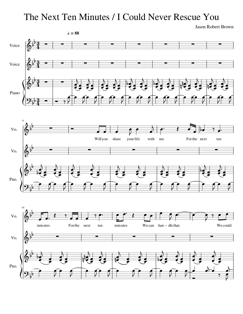 The Next Ten Minutes / I Could Never Rescue You Sheet music for Piano,  Vocals (Mixed Trio) | Musescore.com