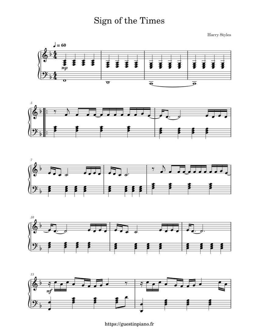 Sign of the Times - Harry Styles Sheet music for Piano (Solo) |  Musescore.com