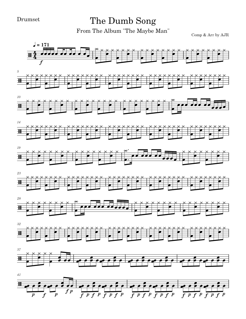 The Dumb Song – AJR Sheet Music for Drum group (Solo) | MuseScore.com